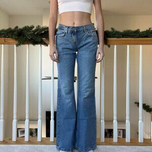 brand new urban outfitters BDG mid rise wide leg blue jeans